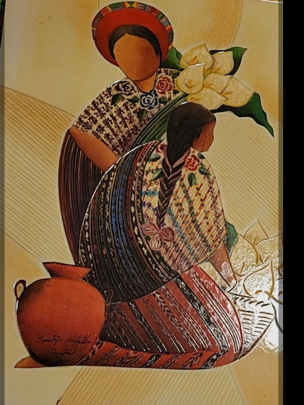 Guatemalan Folk Art Painting 12 X 16 Signed